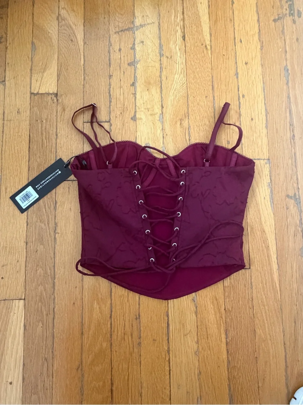 Women’s Burgundy Bustier Crop Top - White Fox - Picture 3 of 6